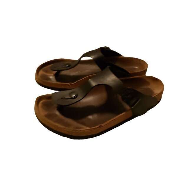 Birkenstock Gizeh Birko Flor Black T-Strap Sandals Shoes Size 39 8-8.5 - Picture 6 of 16